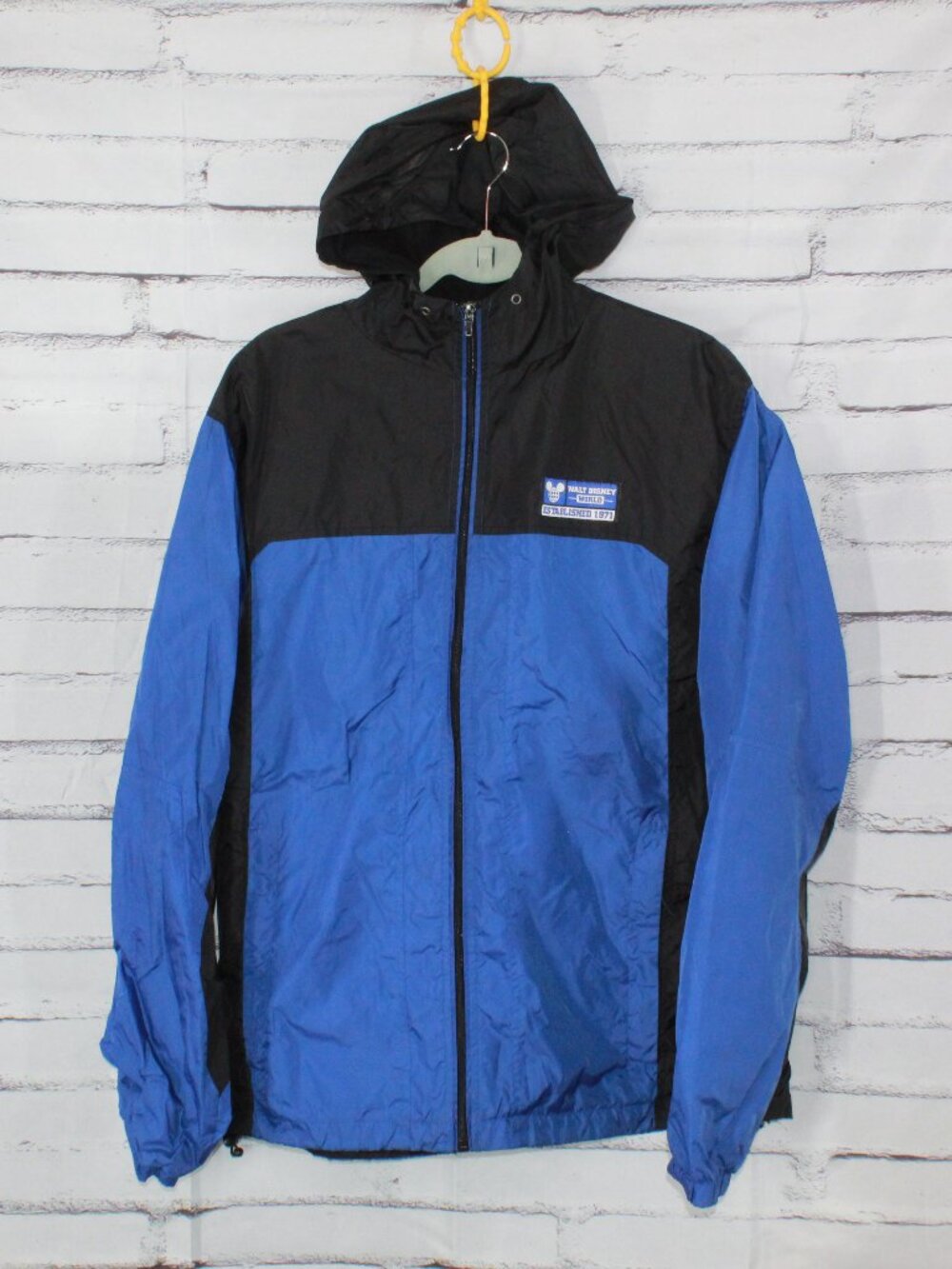 Walt Disney World Hooded Full Zip Lined Rain & Wind Jacket Blue Black XL